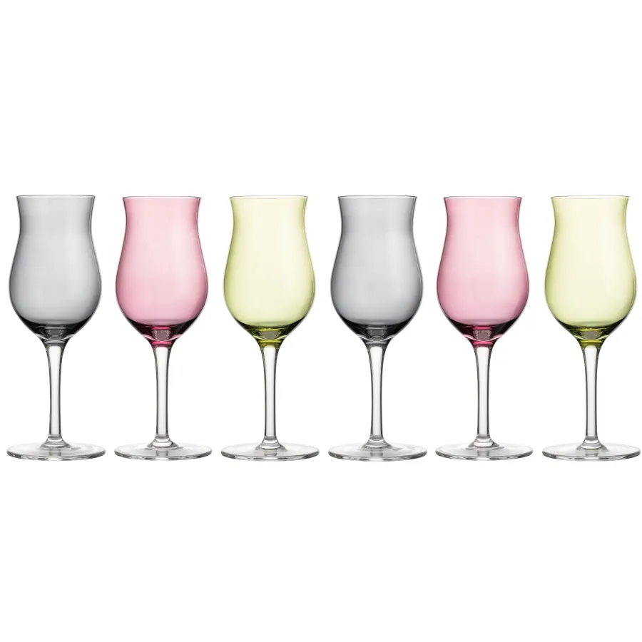 HADELAND GLASSVERK Drammeglass-AUGUSTIN DRAMMEGLASS MIX FARGER 14 CL 6 STK