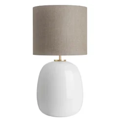 HADELAND GLASSVERK Bordlamper|Bordlamper-Austra Bordlampe 30*35 Beige skjerm Hvit