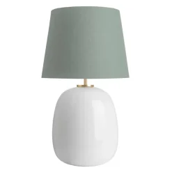 HADELAND GLASSVERK Bordlamper|Bordlamper-Austra Bordlampe 40*30*38 Blågrønn skjerm Hvit