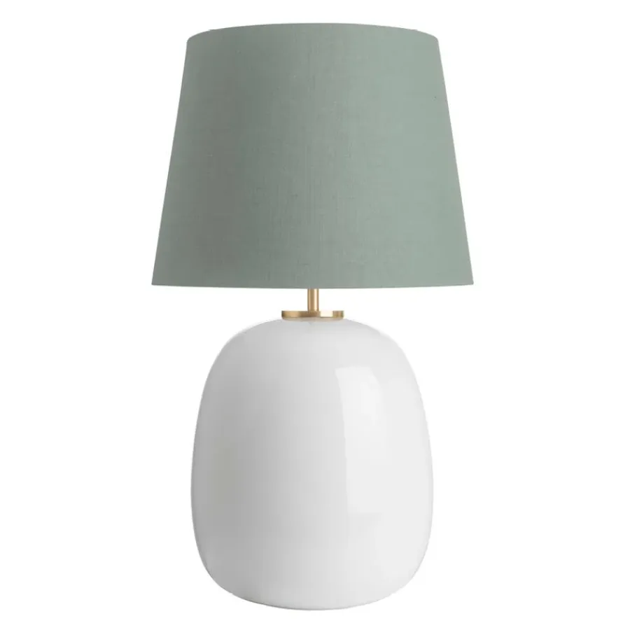 HADELAND GLASSVERK Bordlamper|Bordlamper-Austra Bordlampe 40*30*38 Blågrønn skjerm Hvit