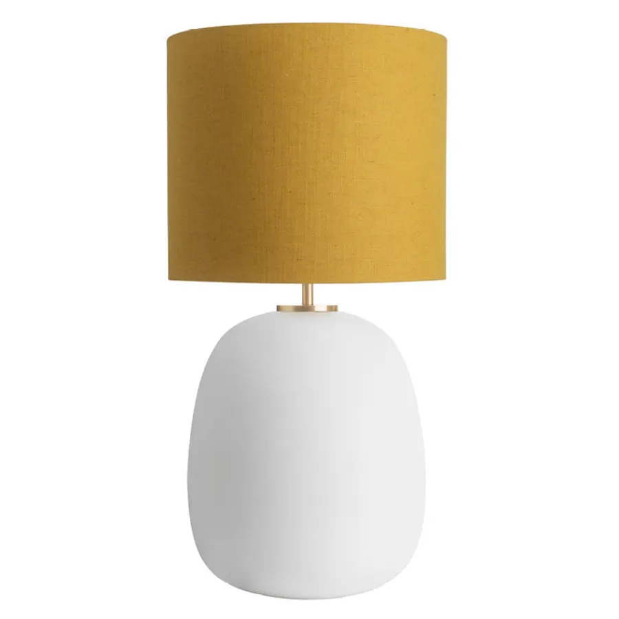 HADELAND GLASSVERK Bordlamper|Bordlamper-Austra Bordlampe , 30*35 Gul skjerm Hvit