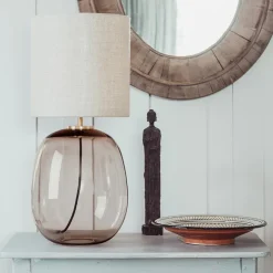 HADELAND GLASSVERK Bordlamper|Bordlamper-Austra Bordlampe , 30*35 Gul skjerm Hvit