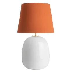 HADELAND GLASSVERK Bordlamper|Bordlamper-Austra Bordlampe 40*30*38 Orange skjerm Hvit