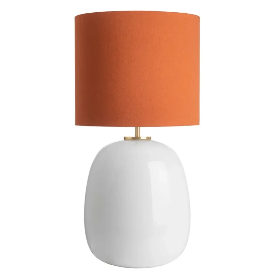 HADELAND GLASSVERK Bordlamper|Bordlamper-Austra Bordlampe 35*30 Orange skjerm Hvit