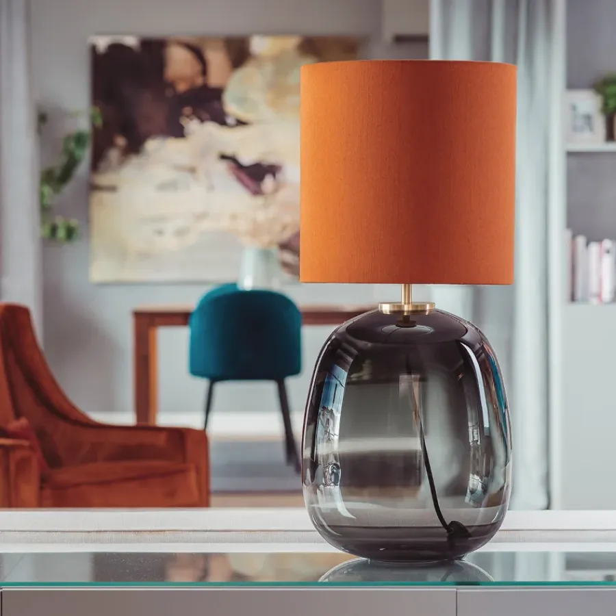HADELAND GLASSVERK Bordlamper|Bordlamper-Austra Bordlampe 35*30 Orange skjerm Hvit