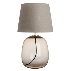 HADELAND GLASSVERK AS Bordlamper|Bordlamper-AUSTRA BORDLAMPE M. MESSING ARMATUR, BEIGE 40*30*38 SKJERM Kakao