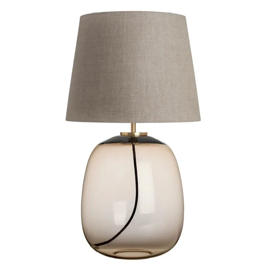 HADELAND GLASSVERK AS Bordlamper|Bordlamper-AUSTRA BORDLAMPE M. MESSING ARMATUR, BEIGE 40*30*38 SKJERM Kakao