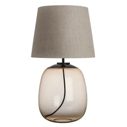 HADELAND GLASSVERK AS Bordlamper|Bordlamper-AUSTRA BORDLAMPE M. SORT ARMATUR, BEIGE 40*30*38 SKJERM Kakao