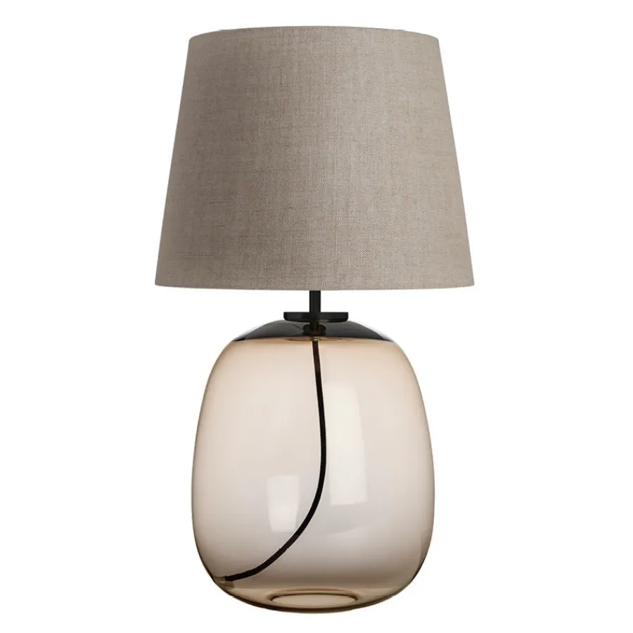 HADELAND GLASSVERK AS Bordlamper|Bordlamper-AUSTRA BORDLAMPE M. SORT ARMATUR, BEIGE 40*30*38 SKJERM Kakao