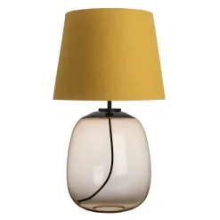 HADELAND GLASSVERK AS Bordlamper|Bordlamper-AUSTRA BORDLAMPE M. SORT ARMATUR, GUL 40*30*38 SKJERM Kakao