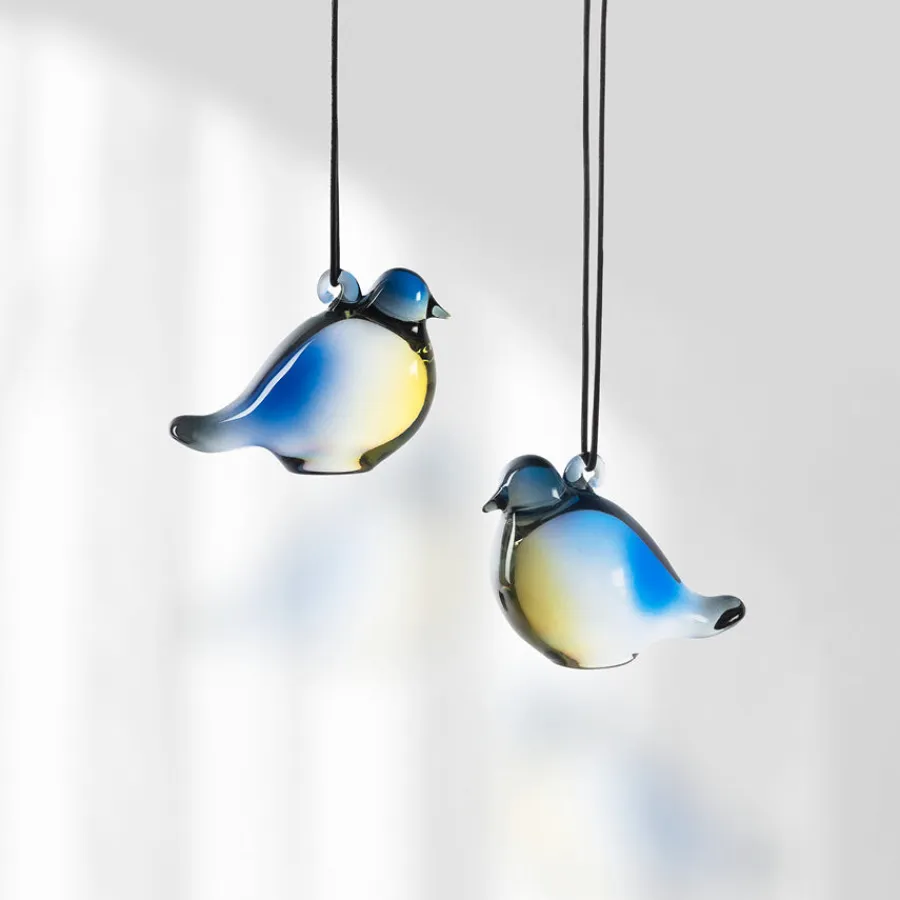 HADELAND GLASSVERK Glassfigurer-BLÅMEIS HENGEPYNT 5CM 2-PK