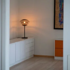 HADELAND GLASSVERK AS Bordlamper|Bordlamper-BORDLAMPE 4006 MED SORT METALLFOT Kakao