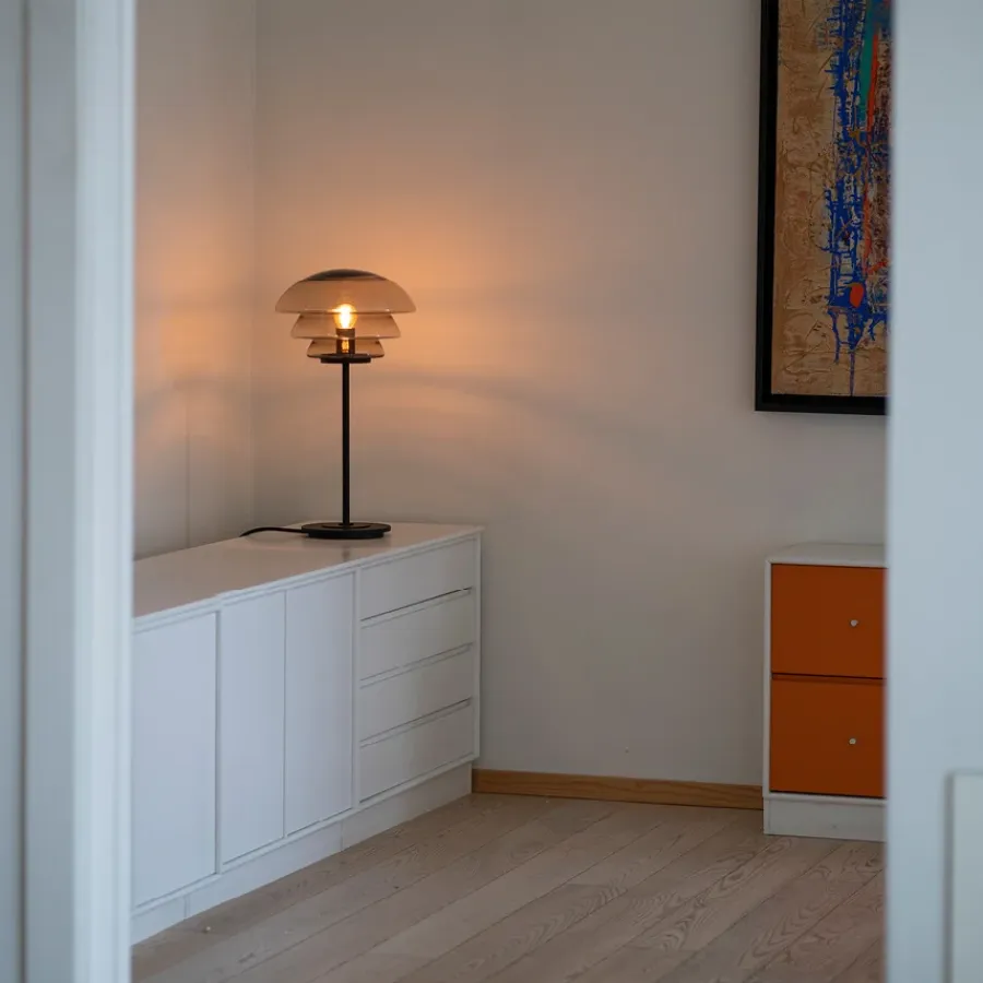 HADELAND GLASSVERK AS Bordlamper|Bordlamper-BORDLAMPE 4006 MED SORT METALLFOT Kakao