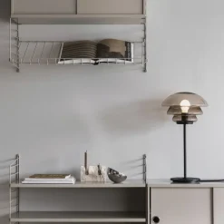 HADELAND GLASSVERK AS Bordlamper|Bordlamper-BORDLAMPE 4006 MED SORT METALLFOT Kakao