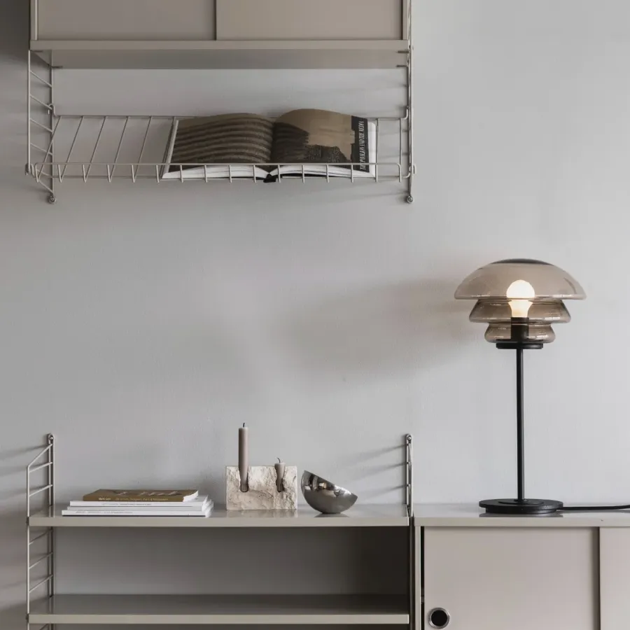 HADELAND GLASSVERK AS Bordlamper|Bordlamper-BORDLAMPE 4006 MED SORT METALLFOT Kakao
