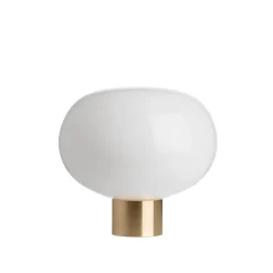 HADELAND GLASSVERK AS Bordlamper|Bordlamper-BORDLAMPE 4169 SMALL M. MESSING SOKKEL Hvit