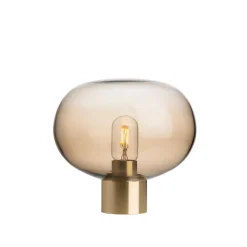HADELAND GLASSVERK AS Bordlamper|Bordlamper-BORDLAMPE 4169 SMALL M. MESSING SOKKEL Kakao