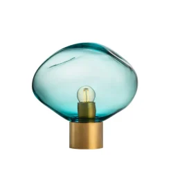 HADELAND GLASSVERK Bordlamper|Bordlamper-CRYSTAL STONE BORDLAMPE BLÅGRØNN