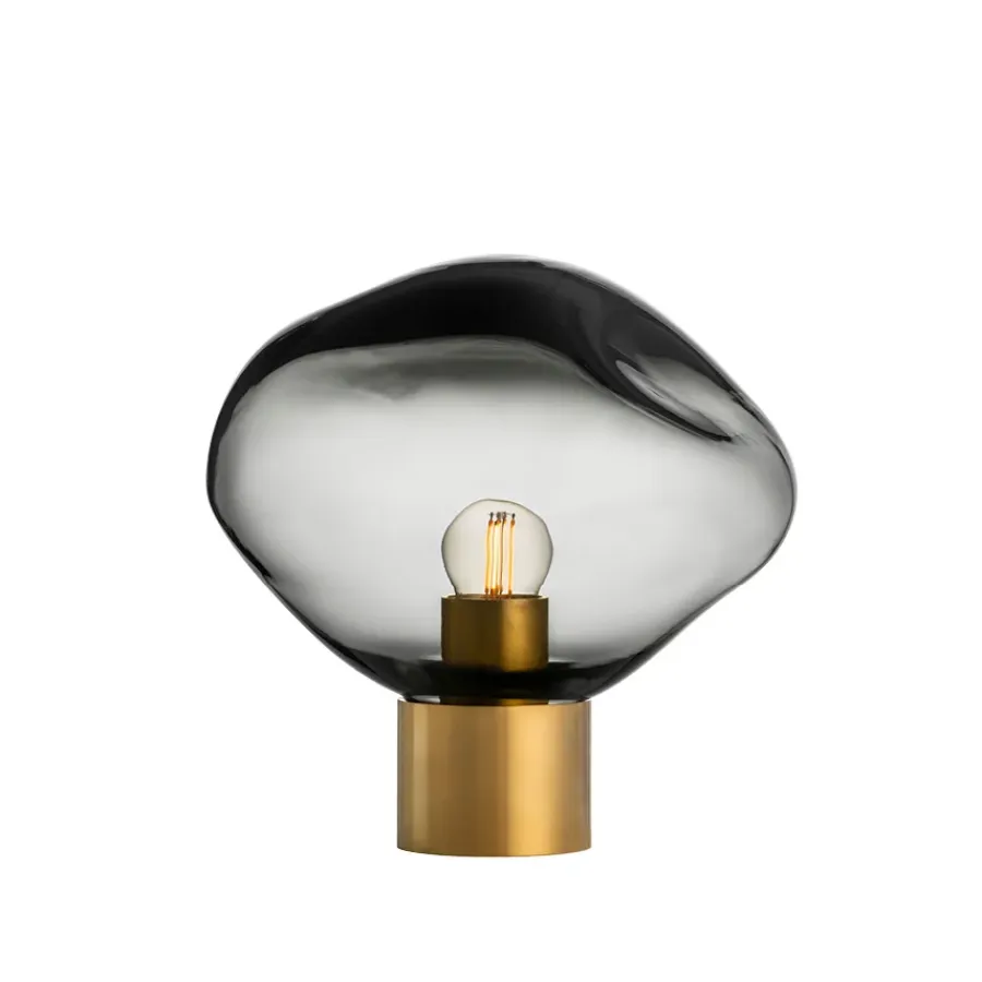 HADELAND GLASSVERK Bordlamper|Bordlamper-CRYSTAL STONE BORDLAMPE LYS RØKGRÅ