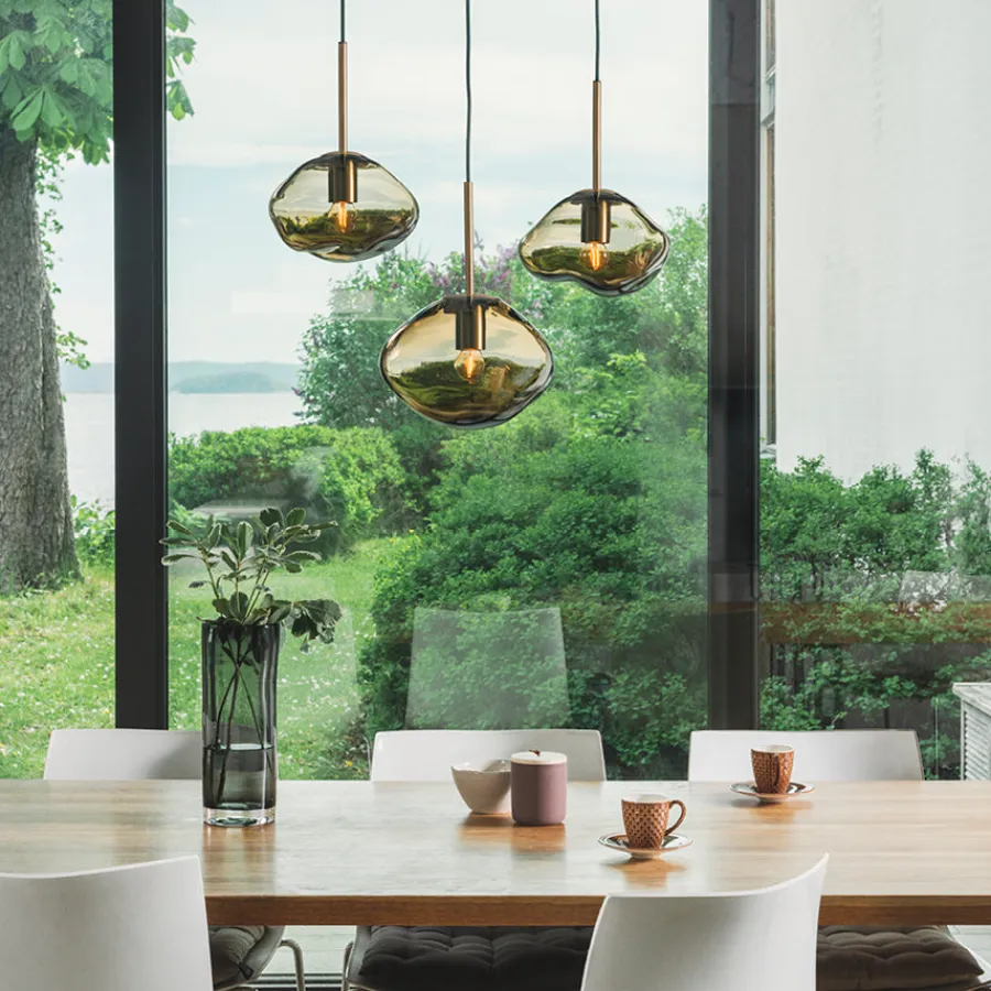 HADELAND GLASSVERK Taklamper|Crystal Stone-CRYSTAL STONE MOOKA 3 STK Kakao