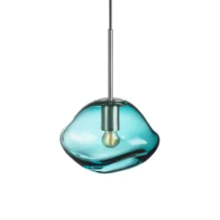 HADELAND GLASSVERK Taklamper|Crystal Stone-CRYSTAL STONE PENDELLAMPE BLÅGRØNN