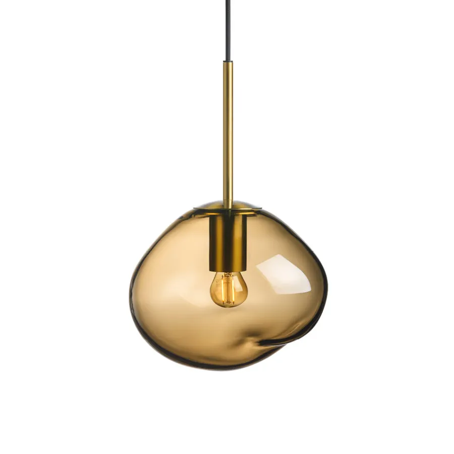 HADELAND GLASSVERK Taklamper|Crystal Stone-CRYSTAL STONE PENDELLAMPE KAKAO