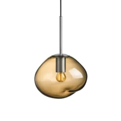 HADELAND GLASSVERK Taklamper|Crystal Stone-CRYSTAL STONE PENDELLAMPE KAKAO