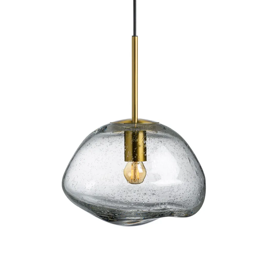 HADELAND GLASSVERK Taklamper|Crystal Stone-CRYSTAL STONE PENDELLAMPE KLAR SODA