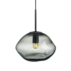 HADELAND GLASSVERK Taklamper|Crystal Stone-CRYSTAL STONE PENDELLAMPE LYS RØKGRÅ