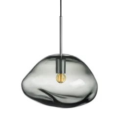 HADELAND GLASSVERK Taklamper|Crystal Stone-CRYSTAL STONE PENDELLAMPE LYS RØKGRÅ
