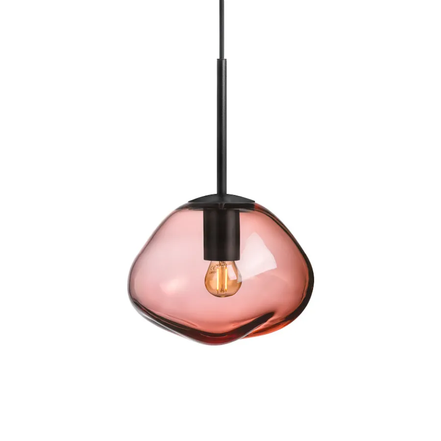 HADELAND GLASSVERK Taklamper|Crystal Stone-CRYSTAL STONE PENDELLAMPE MORGENRØD