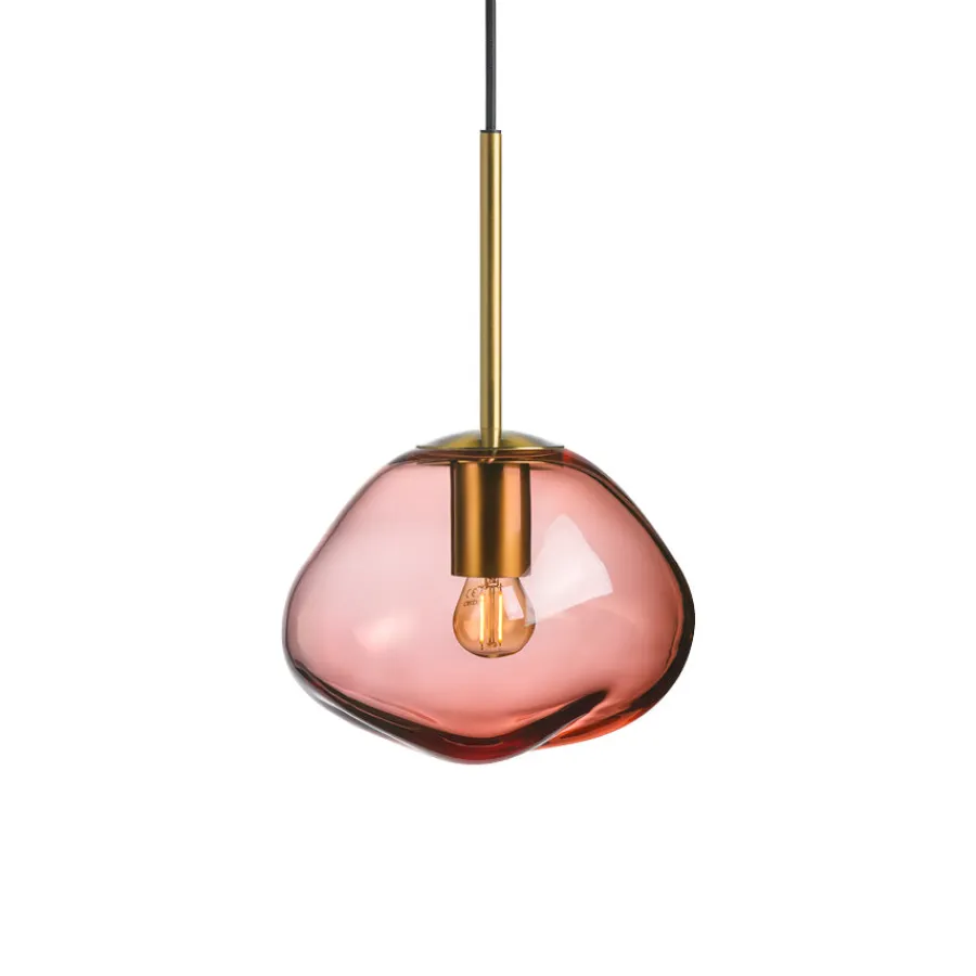 HADELAND GLASSVERK Taklamper|Crystal Stone-CRYSTAL STONE PENDELLAMPE MORGENRØD