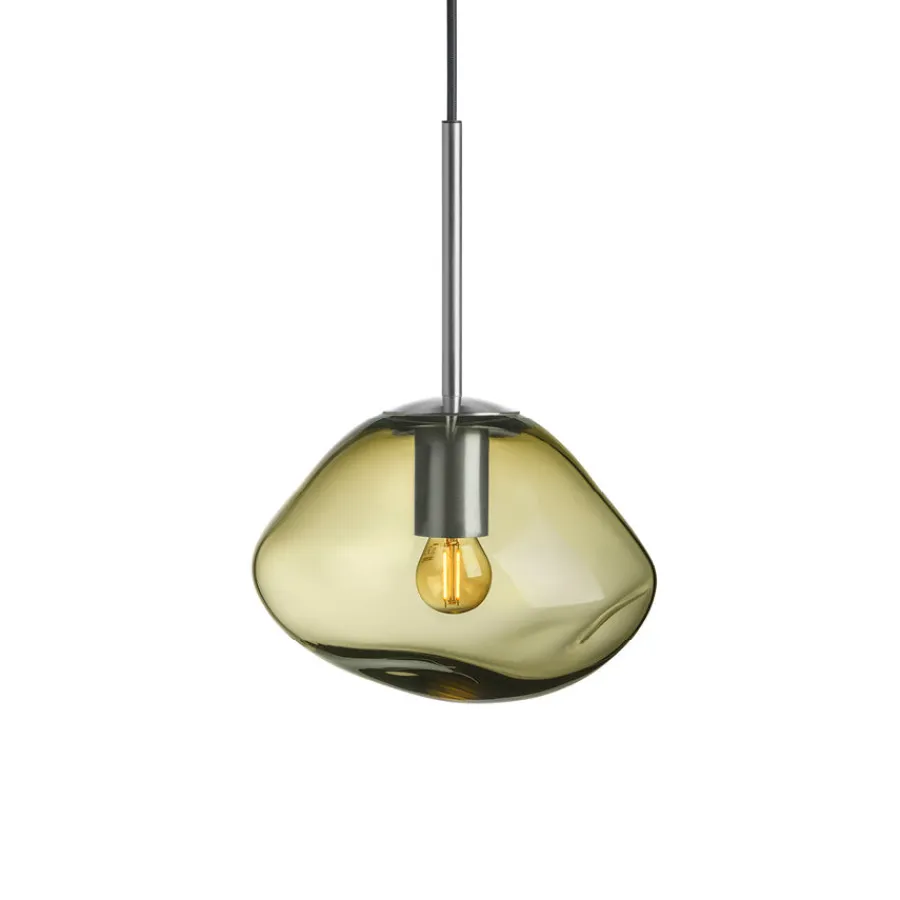 HADELAND GLASSVERK Taklamper|Crystal Stone-CRYSTAL STONE PENDELLAMPE OLIVEN