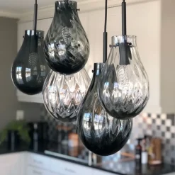 HADELAND GLASSVERK AS Taklamper|Dråpe-DOBBELTOPTIKK LYS RØKGRÅ 230MM