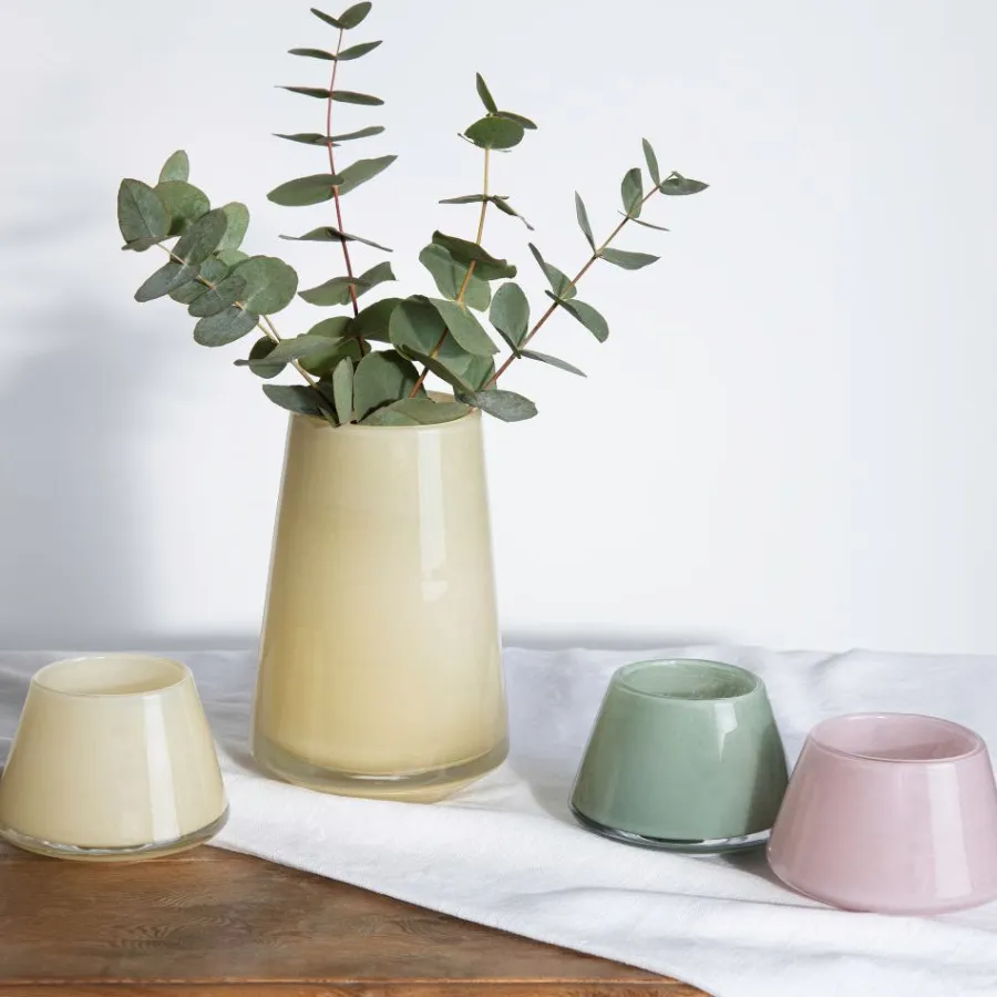 HADELAND GLASSVERK Lyslykter Og Lanterner-DUGG LYSLYKT 9 CM GUL