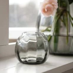 HADELAND GLASSVERK AS Vaser-ELLA VASE 22 CM RØKGRÅ Røkgrå