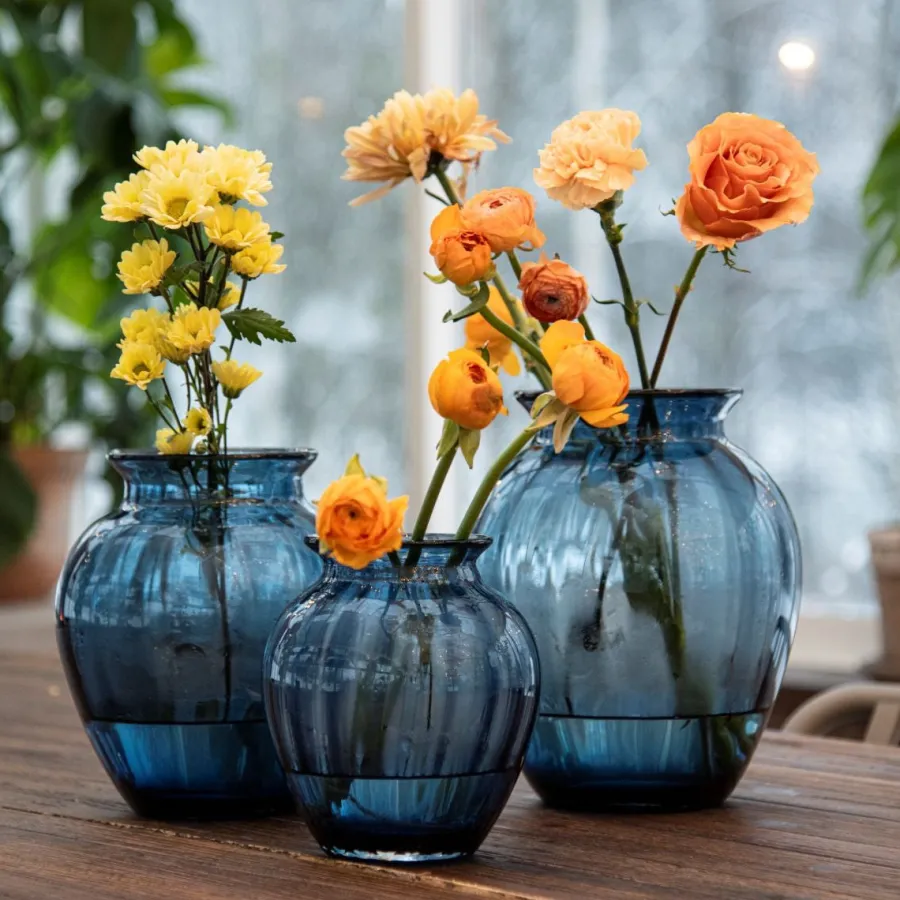 HADELAND GLASSVERK Vaser-EMILY VASE 23 CM BLÅ OPTIKK
