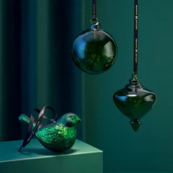 HADELAND GLASSVERK Julepynt-FUGLEKLANG GLASS HENG GRØNN MIX 3 PK