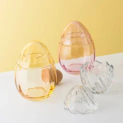 HADELAND GLASSVERK AS Påskepynt-GLASSEGG MED LOKK KLAR ROSA 15 CM