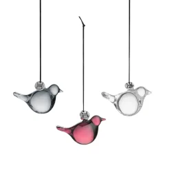 HADELAND GLASSVERK Julepynt-GLASSFUGLER MINI FLERFARGET 3 PK