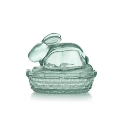 HADELAND GLASSVERK Påskepynt-GLASSKANIN MED LOKK GRØNN KLAR 11 CM