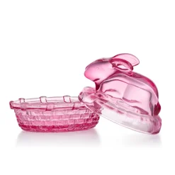 HADELAND GLASSVERK Påskepynt-GLASSKANIN MED LOKK ROSA KLAR 11 CM