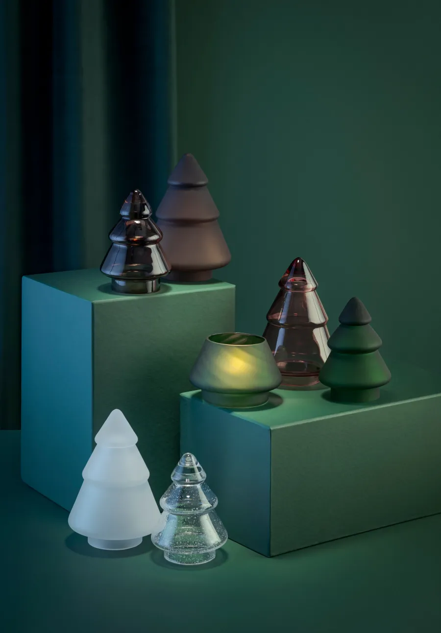 HADELAND GLASSVERK Julepynt-GLASSTRE FROSTET HVIT 12,7 CM