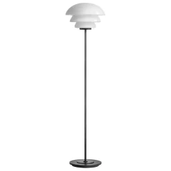 HADELAND GLASSVERK AS Gulvlamper|Gulvlamper-GULVLAMPE 4006 MED SORT METALLFOT Hvit