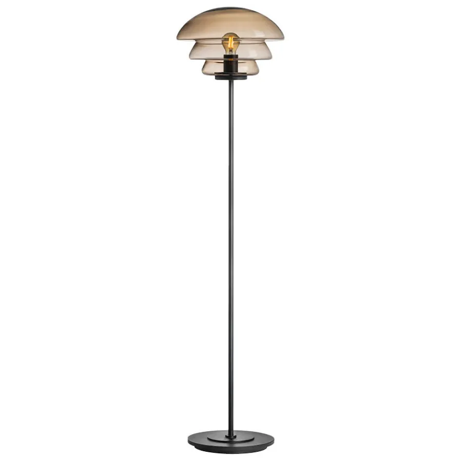 HADELAND GLASSVERK AS Gulvlamper|Gulvlamper-GULVLAMPE 4006 MED SORT METALLFOT Kakao