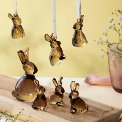 HADELAND GLASSVERK Påskepynt-HARER HENG 3 PK 5 CM