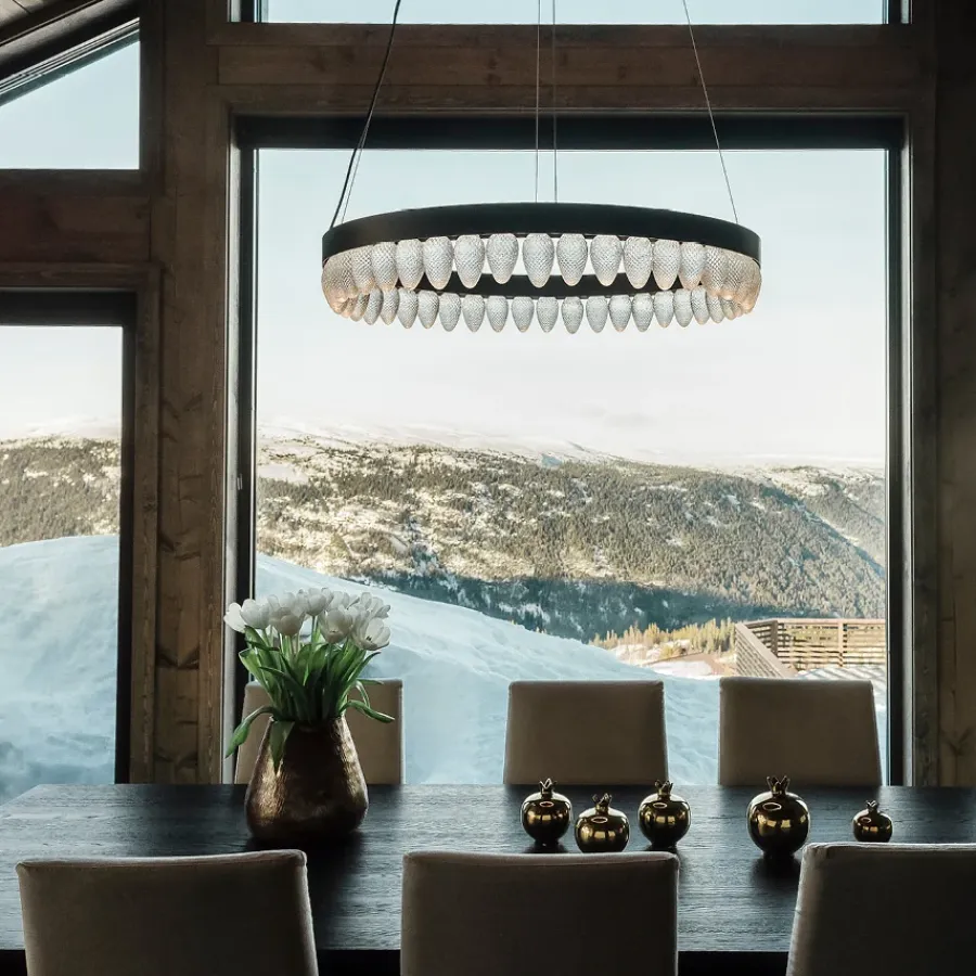 HADELAND GLASSVERK AS Krystallkongler|Taklamper-KRYSTALLKONGLE LAMPE RUND 80 CM 44 KONGLER
