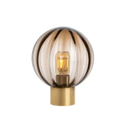 HADELAND GLASSVERK AS Bordlamper|Bordlamper-KRYSTALLKULE BORDLAMPE OPTIKK M. MESSING SOKKEL Kakao