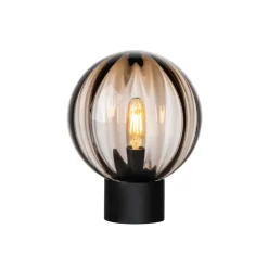 HADELAND GLASSVERK AS Bordlamper|Bordlamper-KRYSTALLKULE BORDLAMPE OPTIKK M. SORT SOKKEL Kakao