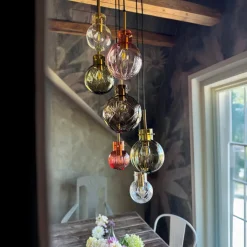 HADELAND GLASSVERK Taklamper|Krystallkuler-KRYSTALLKULE TAKLAMPE BOHEMSK KRYSTALL 7 STK